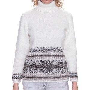 Freyja Turtleneck Wool Sweater 100 % Icelandic wool Size Large Off White